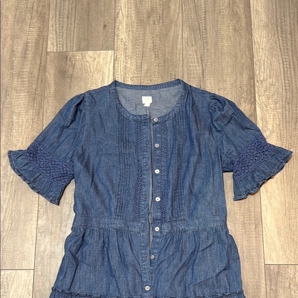 Gap × LoveShackFancy Denim Tiered Midi Dress - Picture 5 of 10